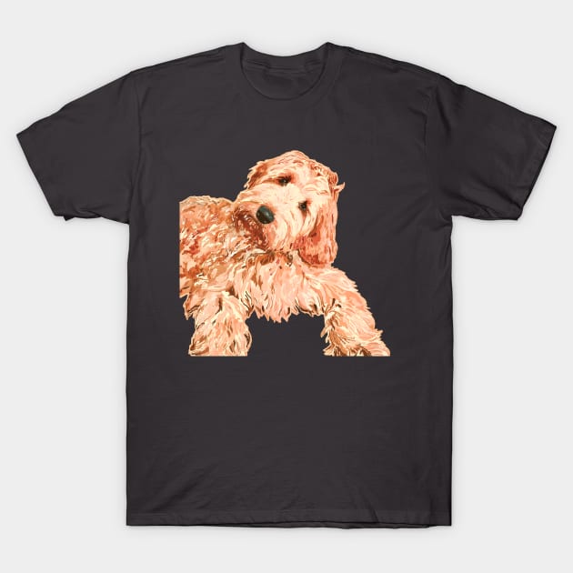 Adorable long wavy haired puppy painting. T-Shirt by Peaceful Pigments